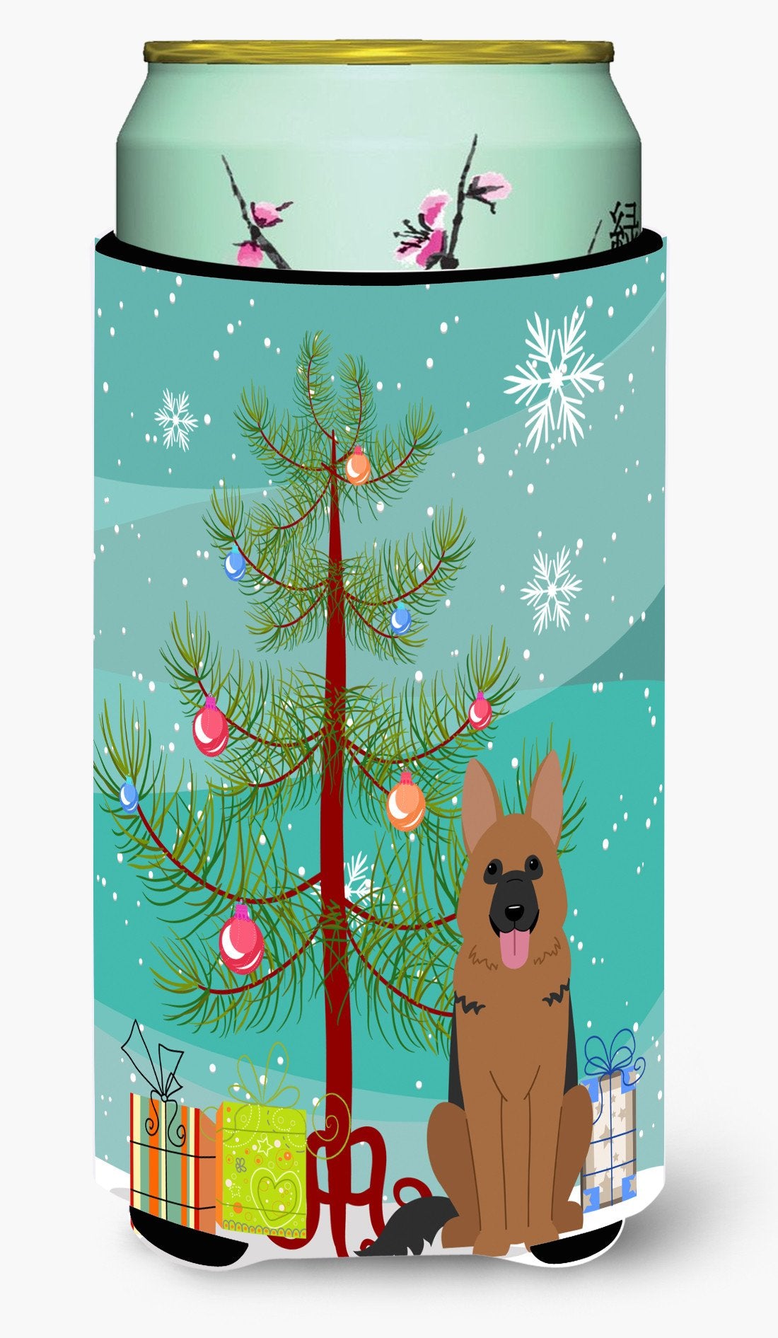 Merry Christmas Tree German Shepherd Tall Boy Beverage Insulator Hugger BB4192TBC by Caroline&#39;s Treasures