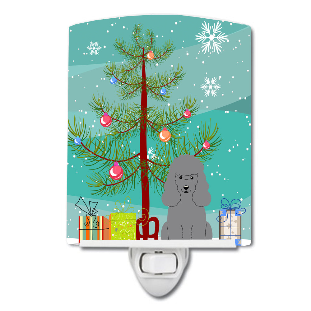 Merry Christmas Tree Poodle Silver Ceramic Night Light BB4193CNL - the-store.com