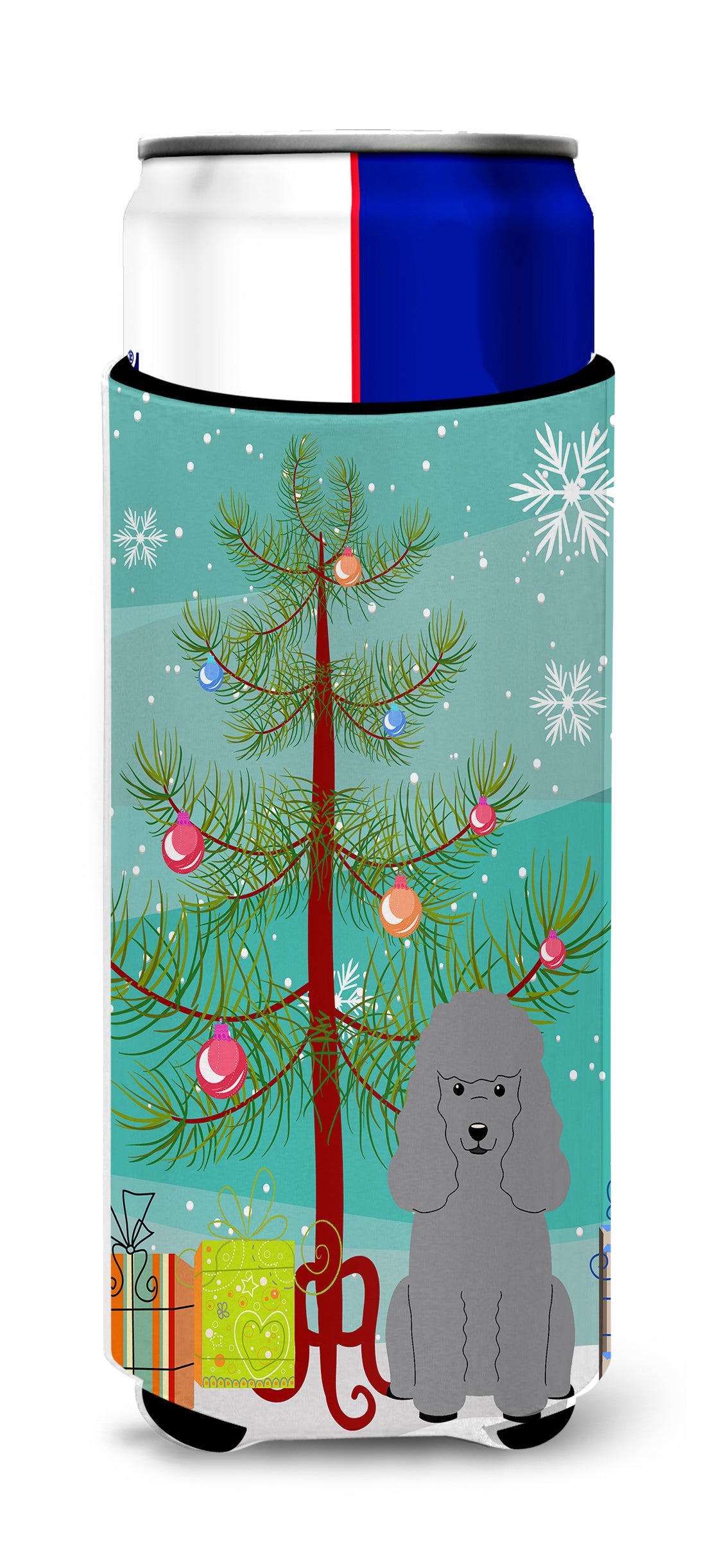 Merry Christmas Tree Poodle Silver  Ultra Hugger for slim cans BB4193MUK  the-store.com.
