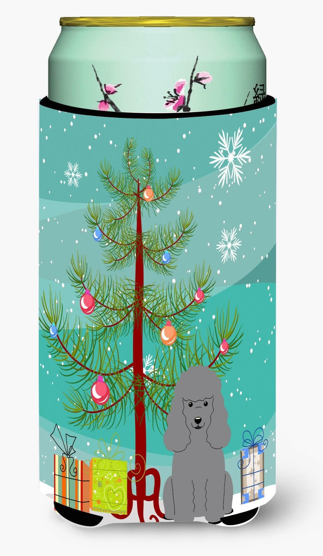 Merry Christmas Tree Poodle Silver Tall Boy Beverage Insulator Hugger BB4193TBC by Caroline&#39;s Treasures
