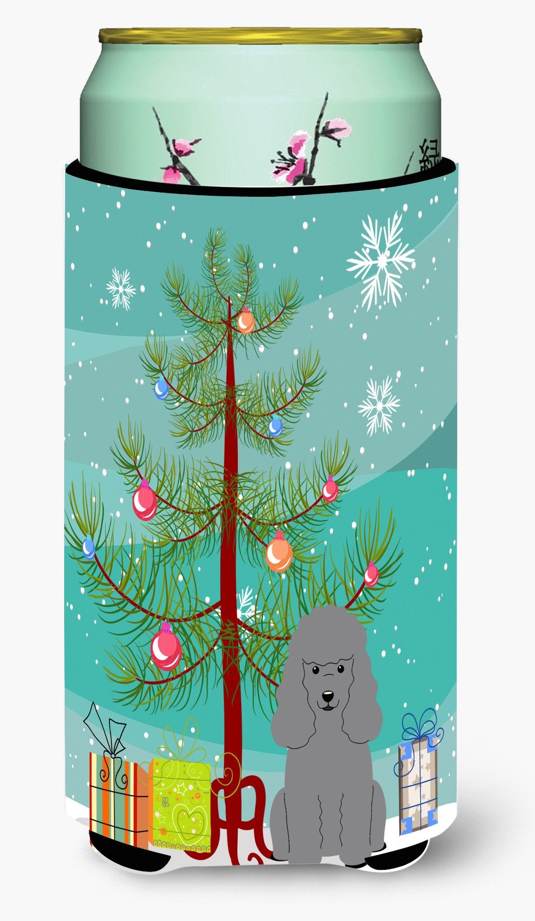 Merry Christmas Tree Poodle Silver Tall Boy Beverage Insulator Hugger BB4193TBC by Caroline's Treasures