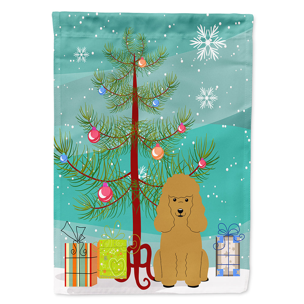 Merry Christmas Tree Poodle Tan Flag Canvas House Size BB4194CHF  the-store.com.