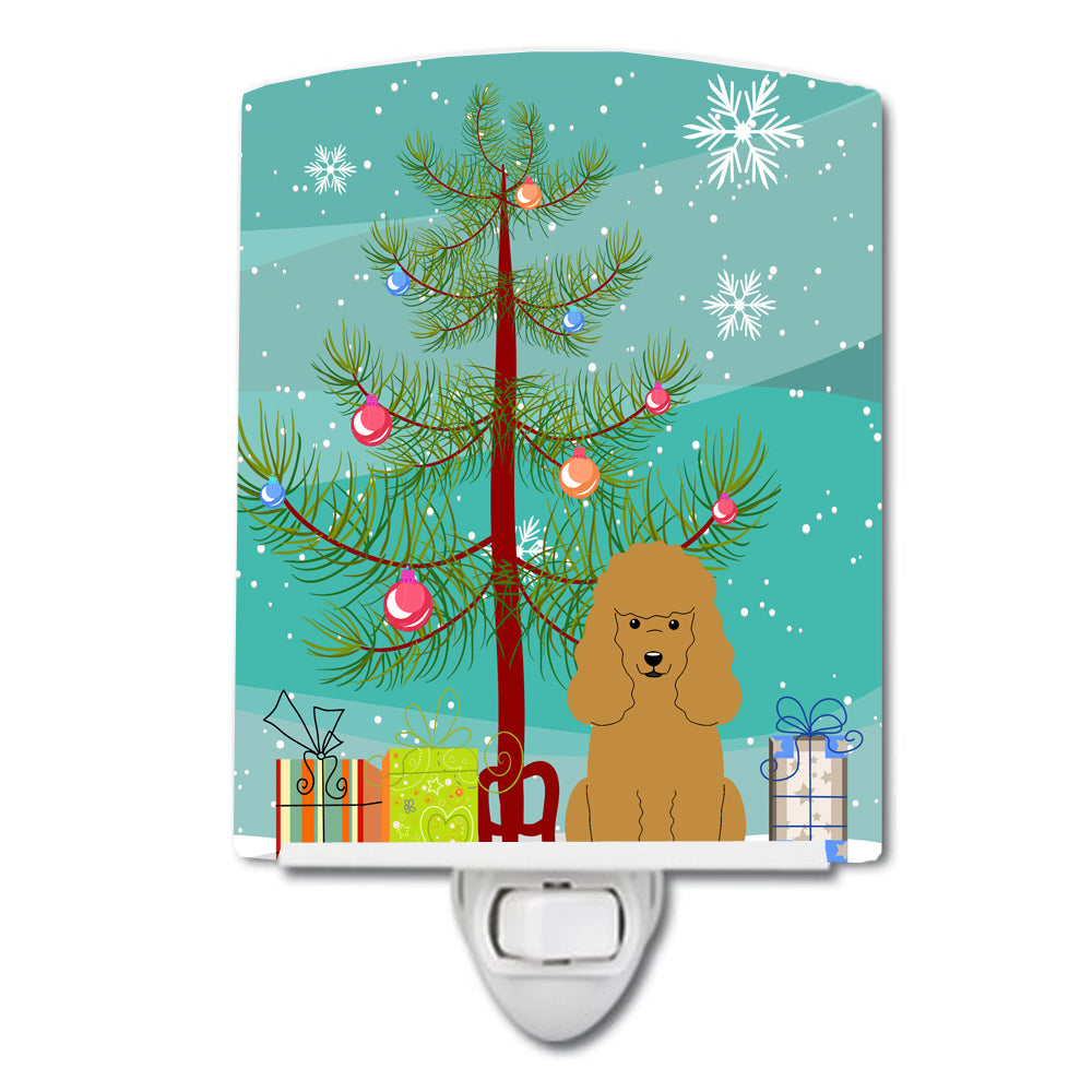 Merry Christmas Tree Poodle Tan Ceramic Night Light BB4194CNL - the-store.com