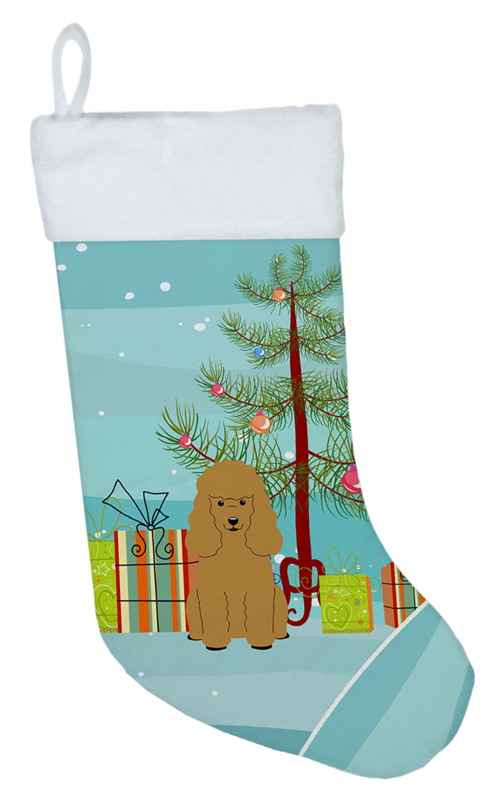Merry Christmas Tree Poodle Tan Christmas Stocking BB4194CS