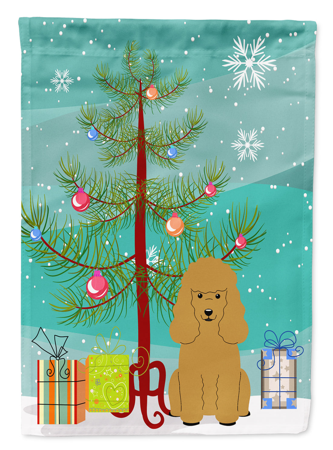 Merry Christmas Tree Poodle Tan Flag Garden Size BB4194GF  the-store.com.
