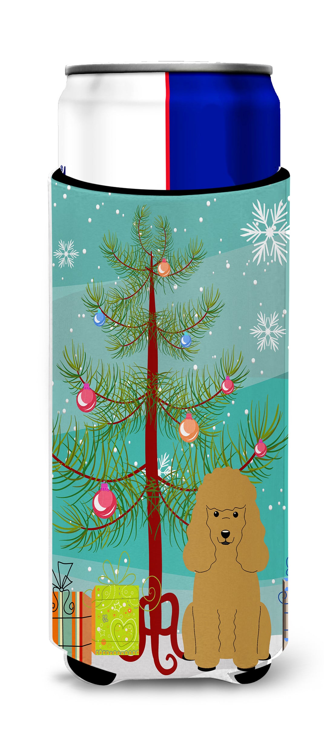 Merry Christmas Tree Poodle Tan  Ultra Hugger for slim cans BB4194MUK