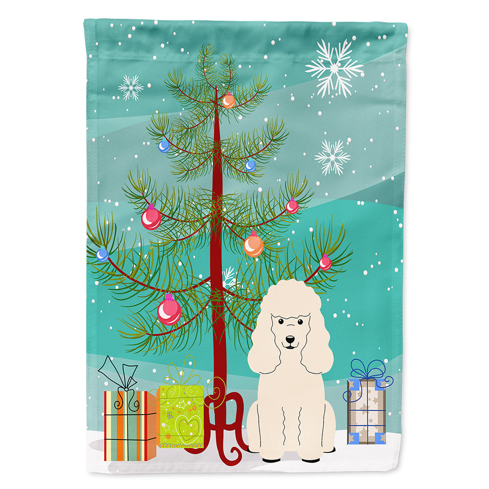 Merry Christmas Tree Poodle White Flag Canvas House Size BB4195CHF  the-store.com.