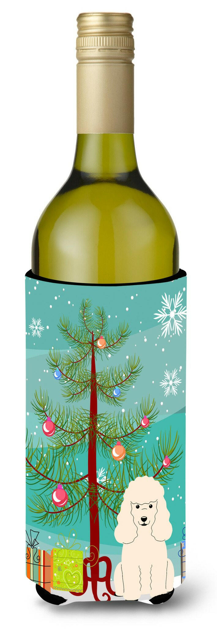 Merry Christmas Tree Poodle White Wine Bottle Beverge Insulator Hugger BB4195LITERK by Caroline&#39;s Treasures