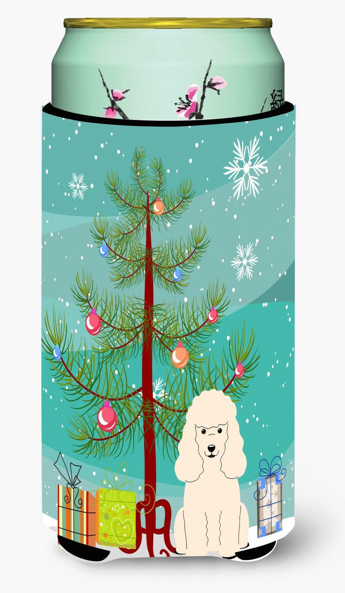 Merry Christmas Tree Poodle White Tall Boy Beverage Insulator Hugger BB4195TBC by Caroline&#39;s Treasures