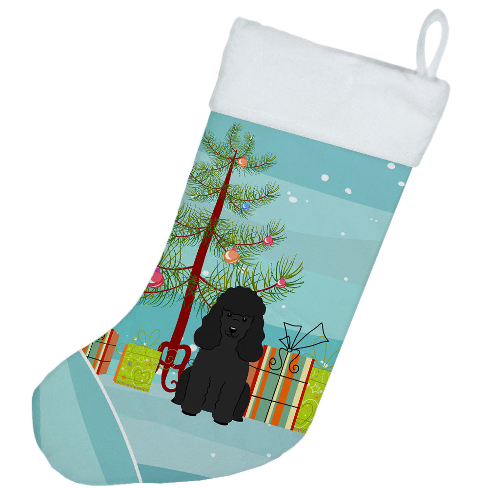 Merry Christmas Tree Poodle Black Christmas Stocking BB4196CS