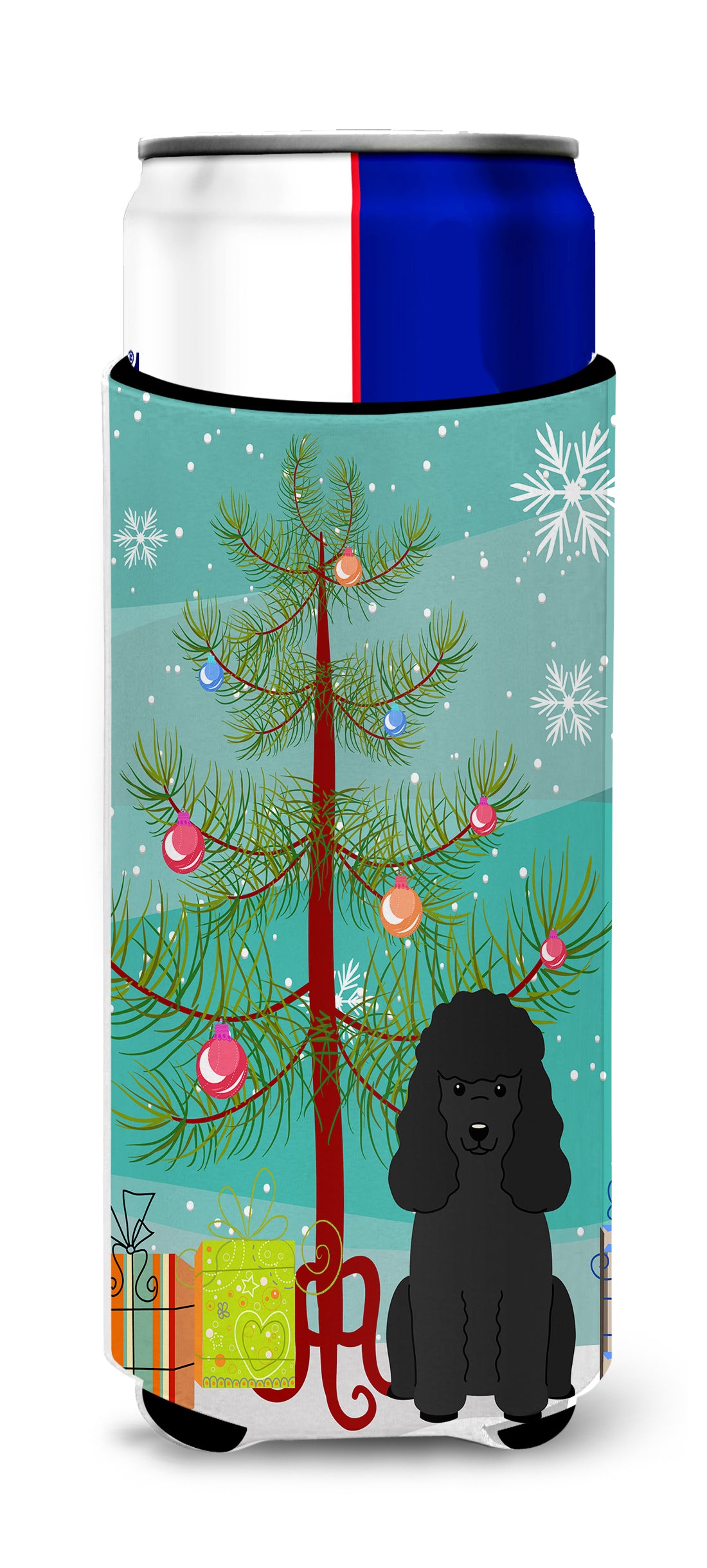 Merry Christmas Tree Poodle Black  Ultra Hugger for slim cans BB4196MUK