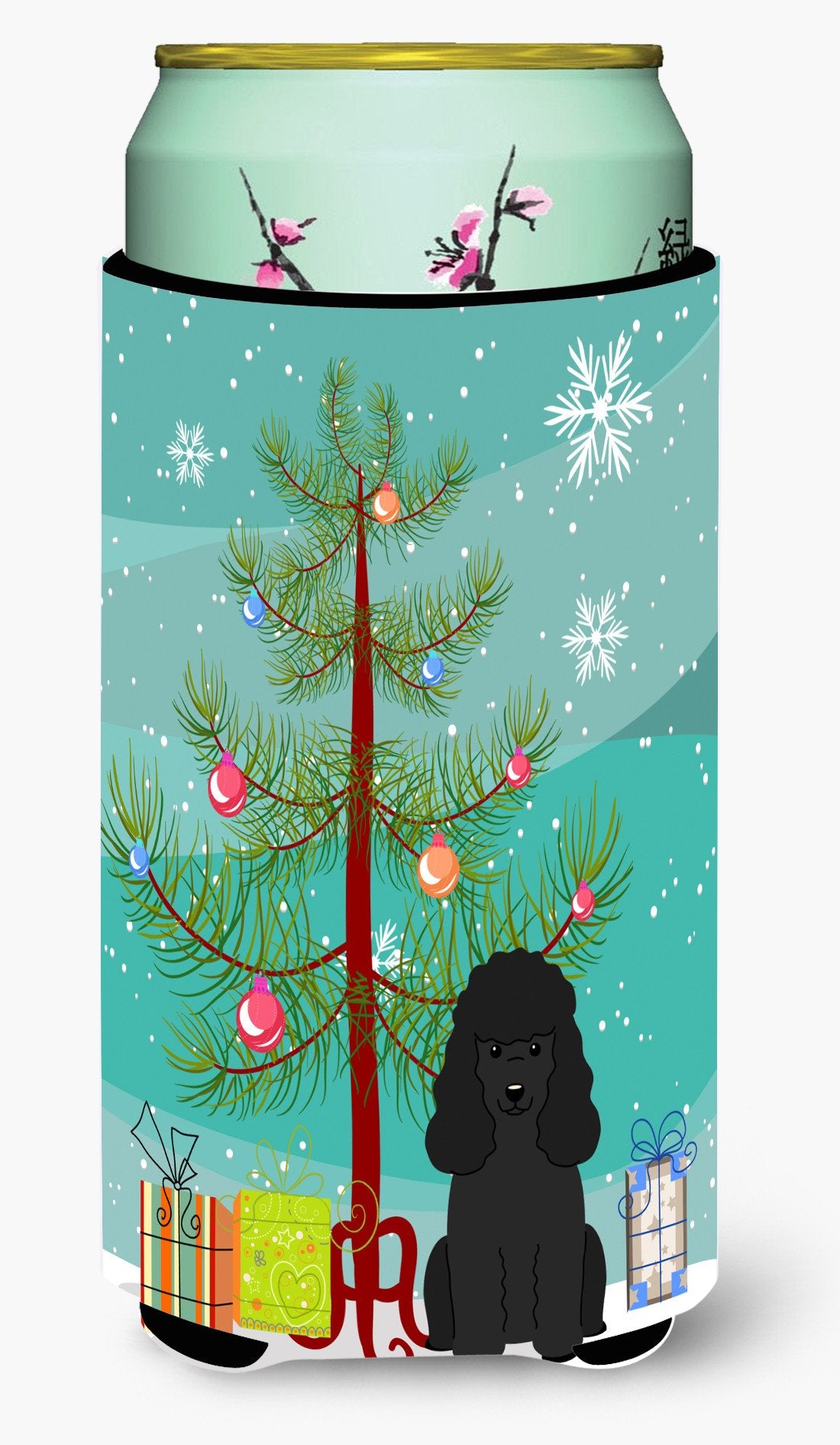 Merry Christmas Tree Poodle Black Tall Boy Beverage Insulator Hugger BB4196TBC by Caroline&#39;s Treasures