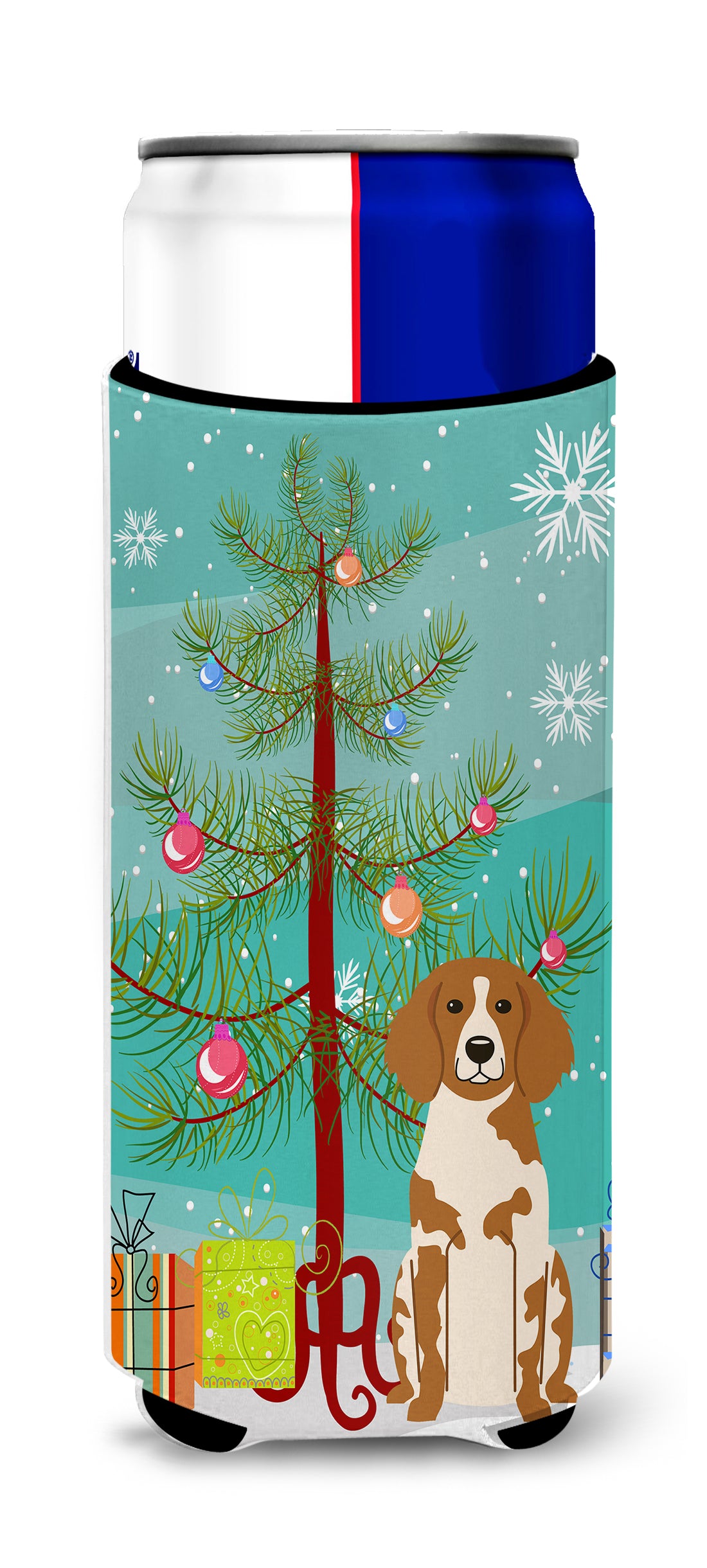 Merry Christmas Tree Brittany Spaniel  Ultra Hugger for slim cans BB4197MUK