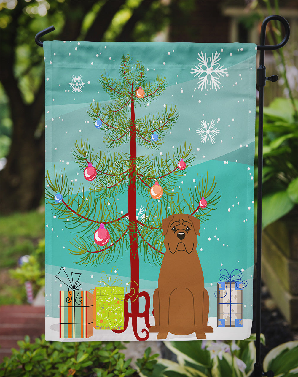 Merry Christmas Tree Dogue de Bourdeaux Flag Garden Size BB4198GF