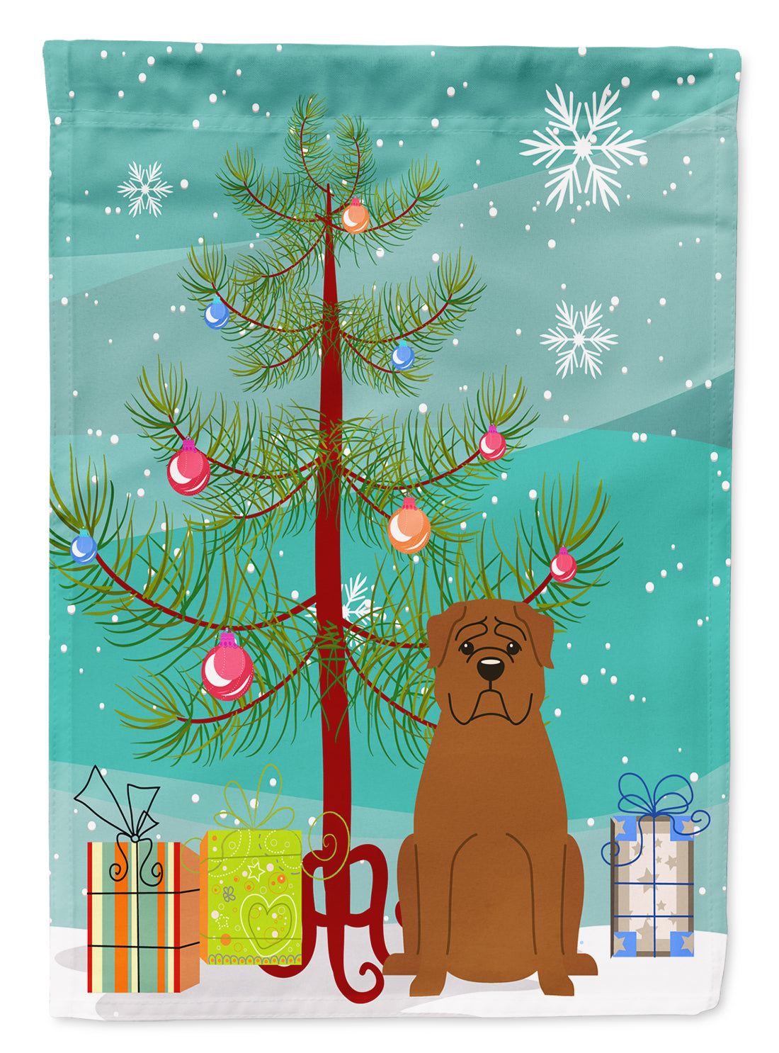 Merry Christmas Tree Dogue de Bourdeaux Flag Garden Size BB4198GF  the-store.com.