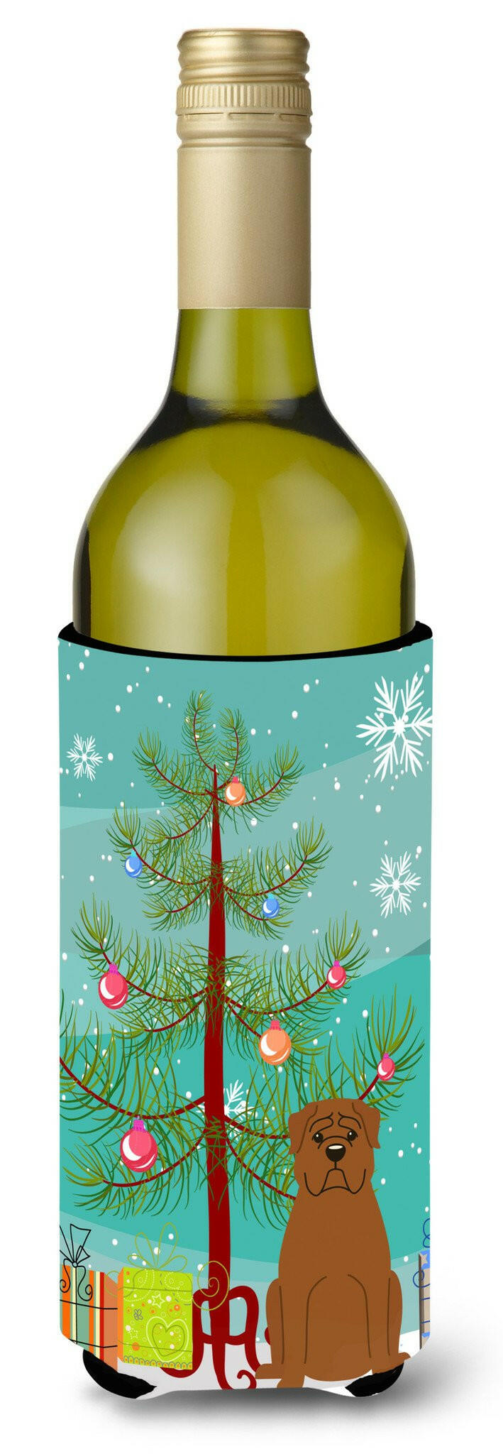 Merry Christmas Tree Dogue de Bourdeaux Wine Bottle Beverge Insulator Hugger BB4198LITERK by Caroline's Treasures