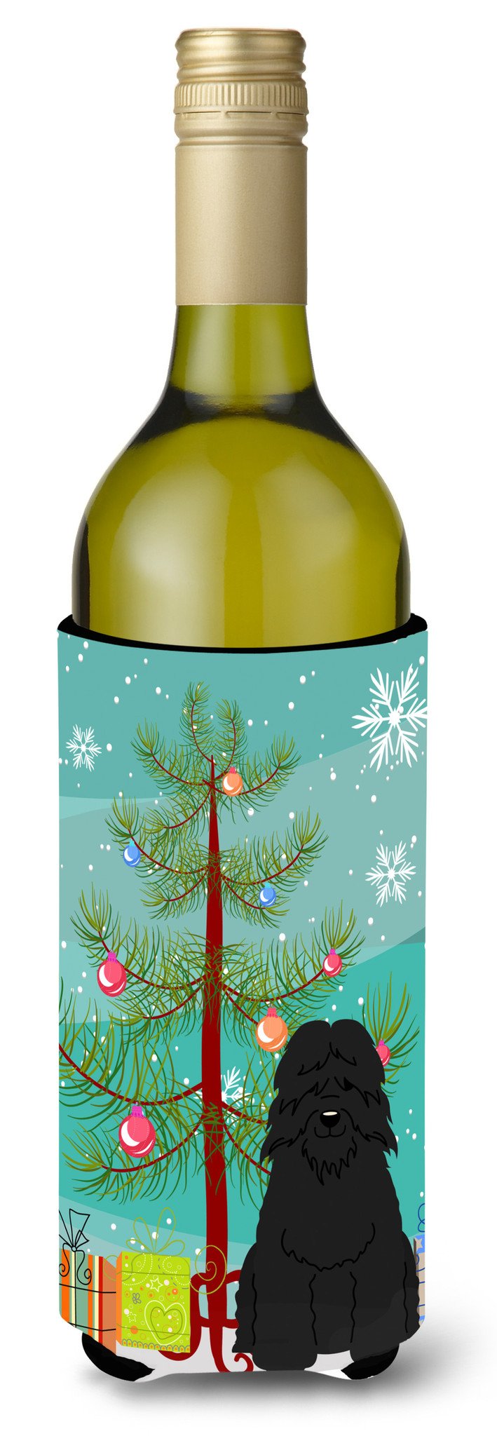 Merry Christmas Tree Bouvier des Flandres Wine Bottle Beverge Insulator Hugger BB4199LITERK by Caroline&#39;s Treasures
