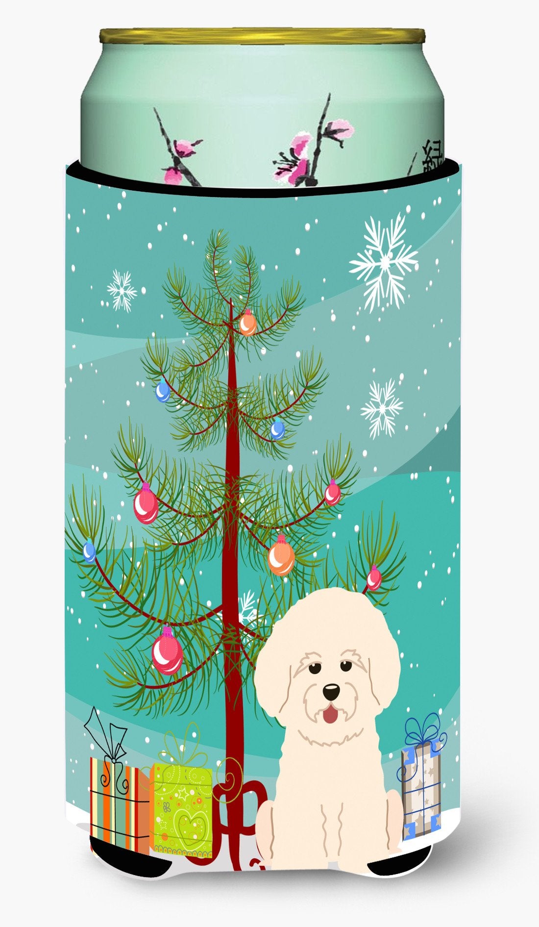 Merry Christmas Tree Bichon Frise Tall Boy Beverage Insulator Hugger BB4200TBC by Caroline&#39;s Treasures