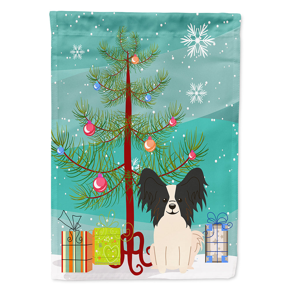 Merry Christmas Tree Papillon Black White Flag Canvas House Size BB4201CHF  the-store.com.