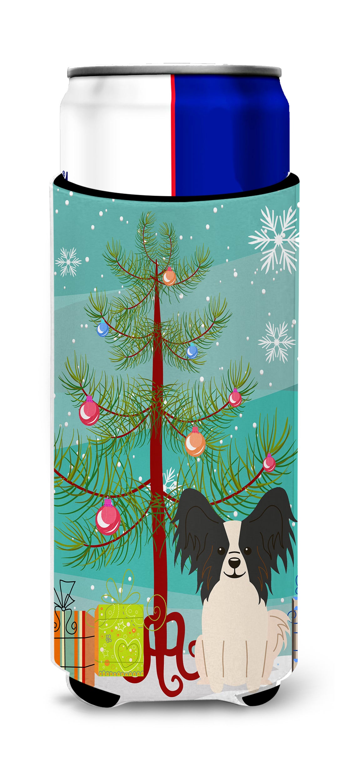 Merry Christmas Tree Papillon Black White  Ultra Hugger for slim cans BB4201MUK  the-store.com.