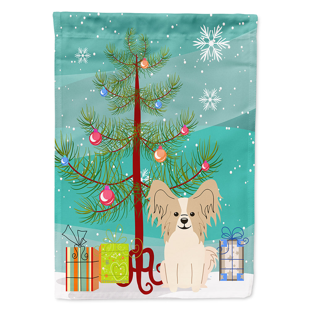 Merry Christmas Tree Papillon Sable White Flag Canvas House Size BB4202CHF  the-store.com.