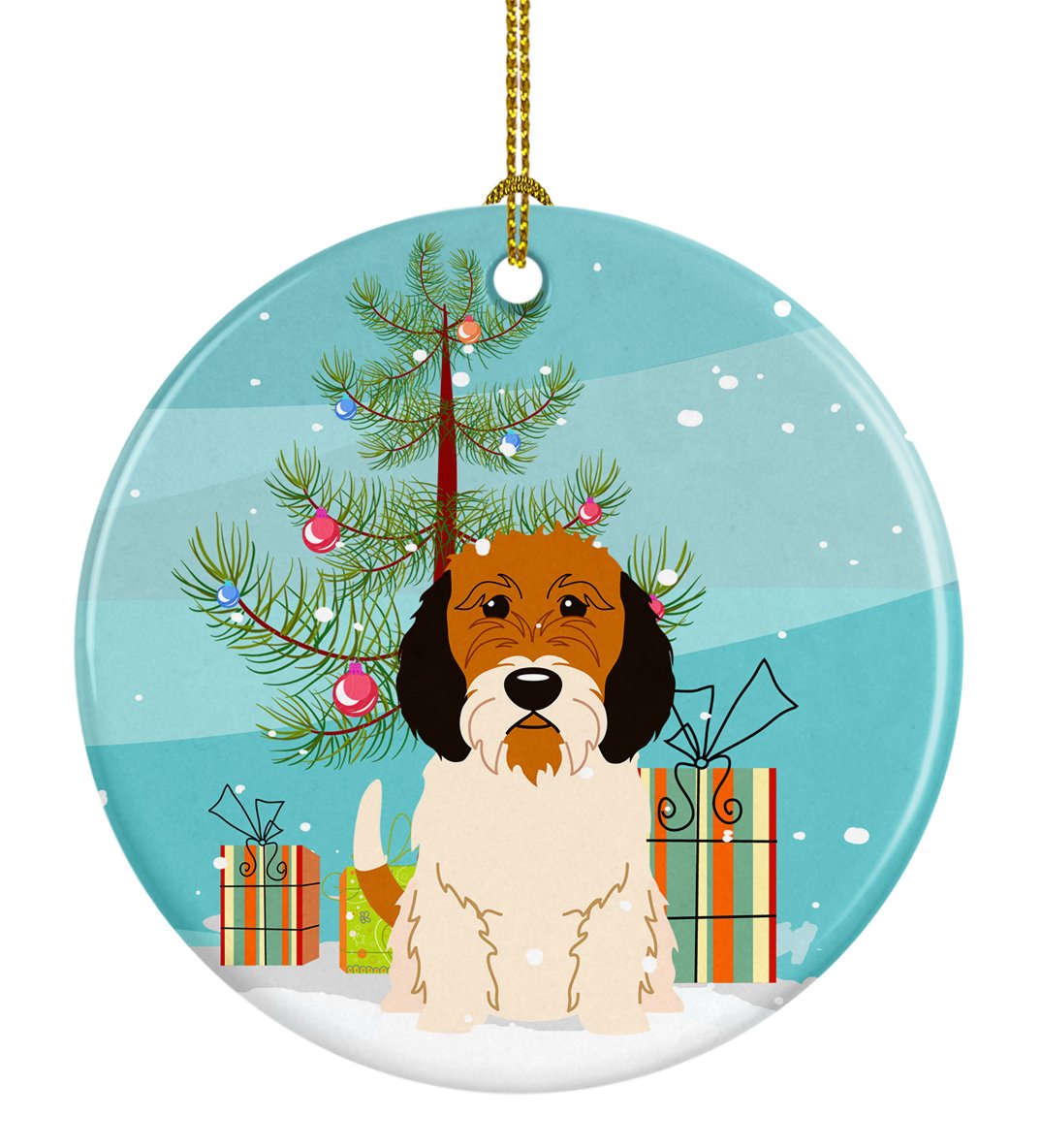 Merry Christmas Tree Petit Basset Griffon Veenden Ceramic Ornament BB4204CO1 by Caroline&#39;s Treasures