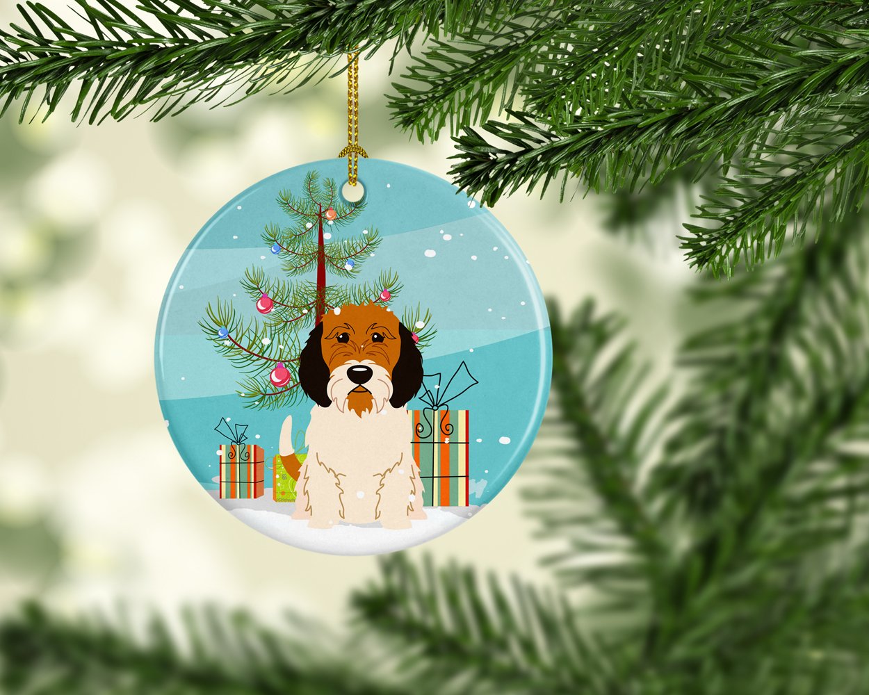 Merry Christmas Tree Petit Basset Griffon Veenden Ceramic Ornament BB4204CO1 by Caroline's Treasures