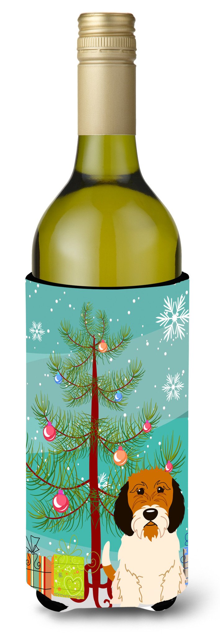Merry Christmas Tree Petit Basset Griffon Veenden Wine Bottle Beverge Insulator Hugger BB4204LITERK by Caroline's Treasures