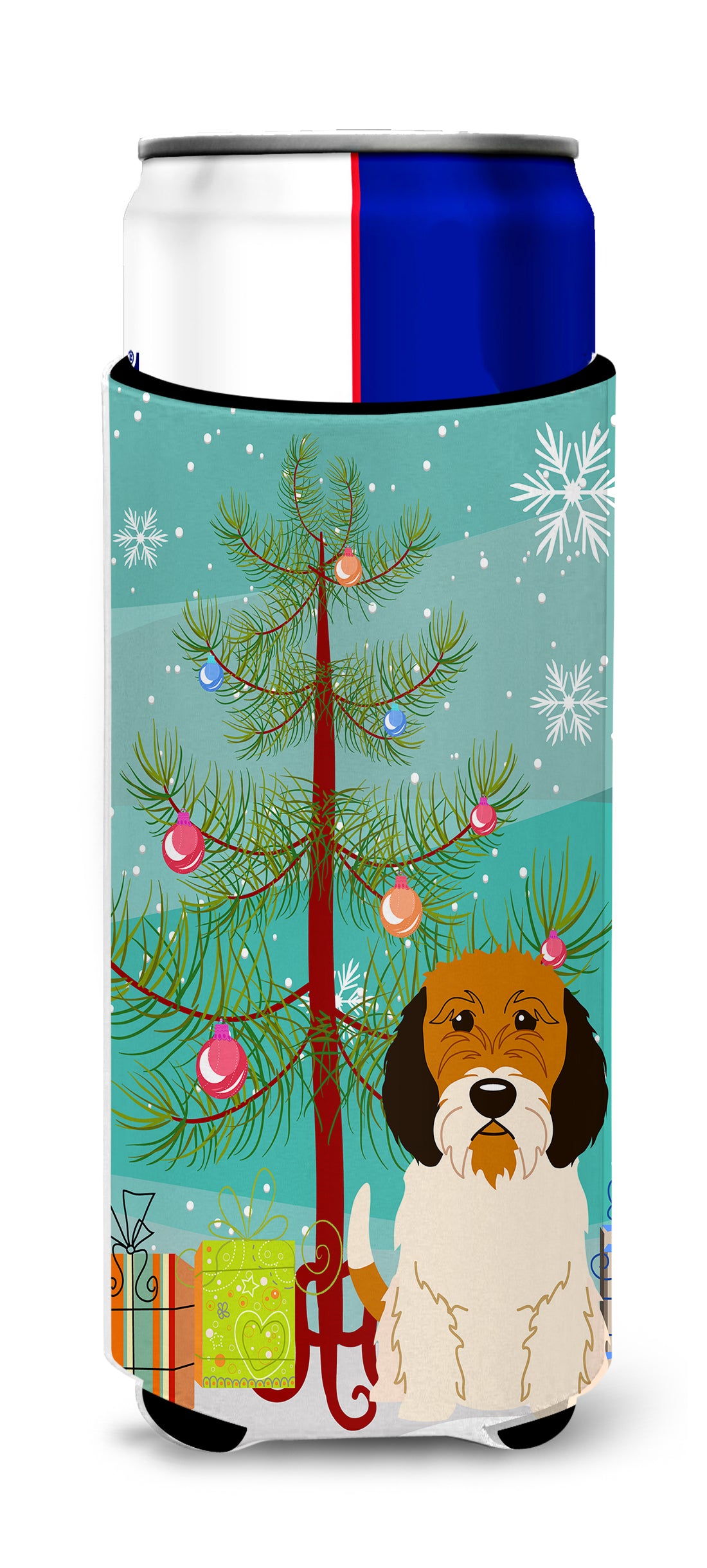 Merry Christmas Tree Petit Basset Griffon Veenden  Ultra Hugger for slim cans BB4204MUK  the-store.com.