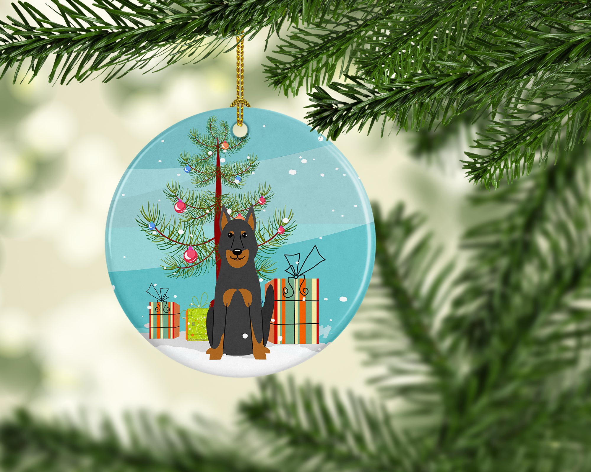 Merry Christmas Tree Beauce Shepherd Dog Ceramic Ornament BB4205CO1 - the-store.com