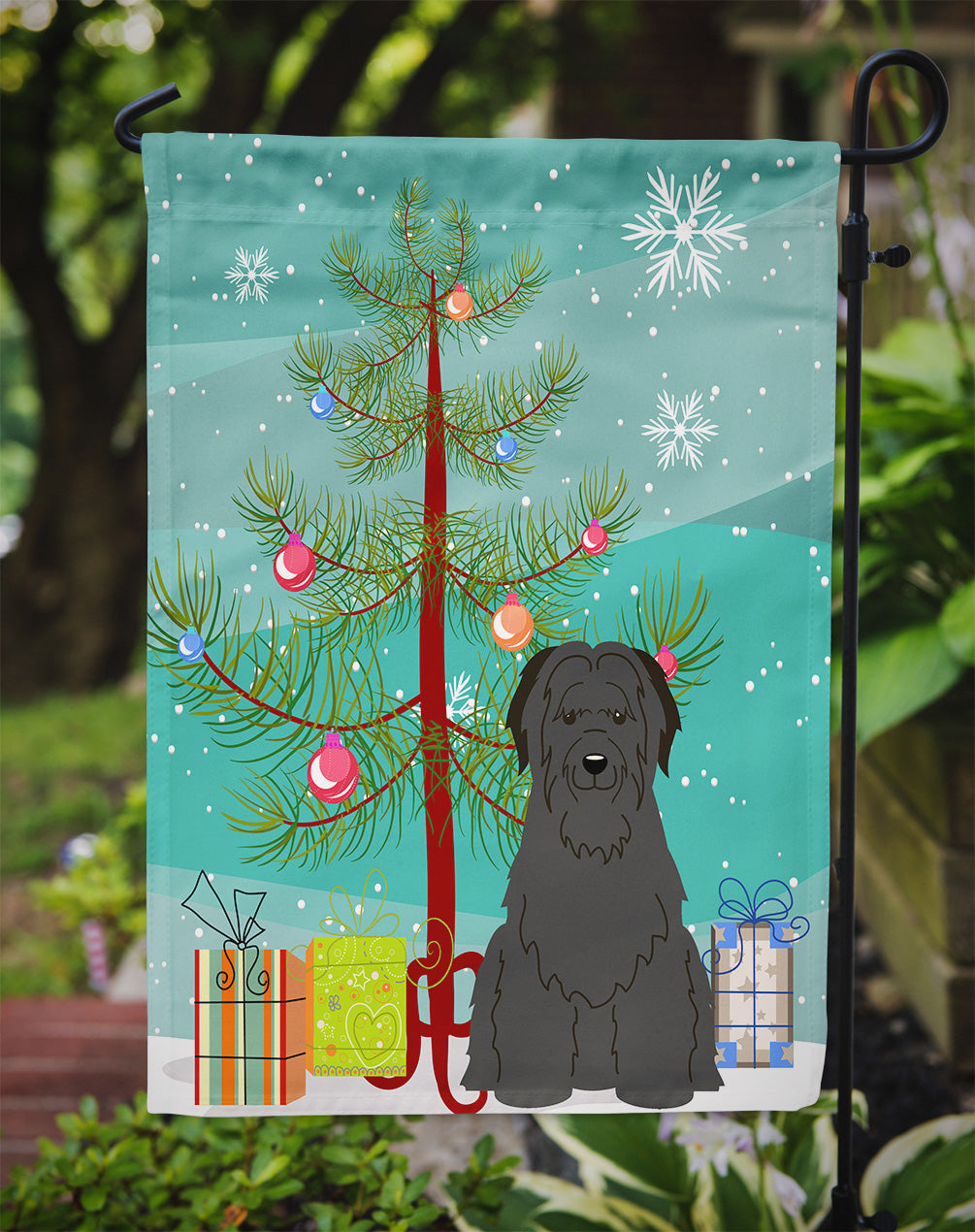 Merry Christmas Tree Briard Black Flag Garden Size BB4206GF