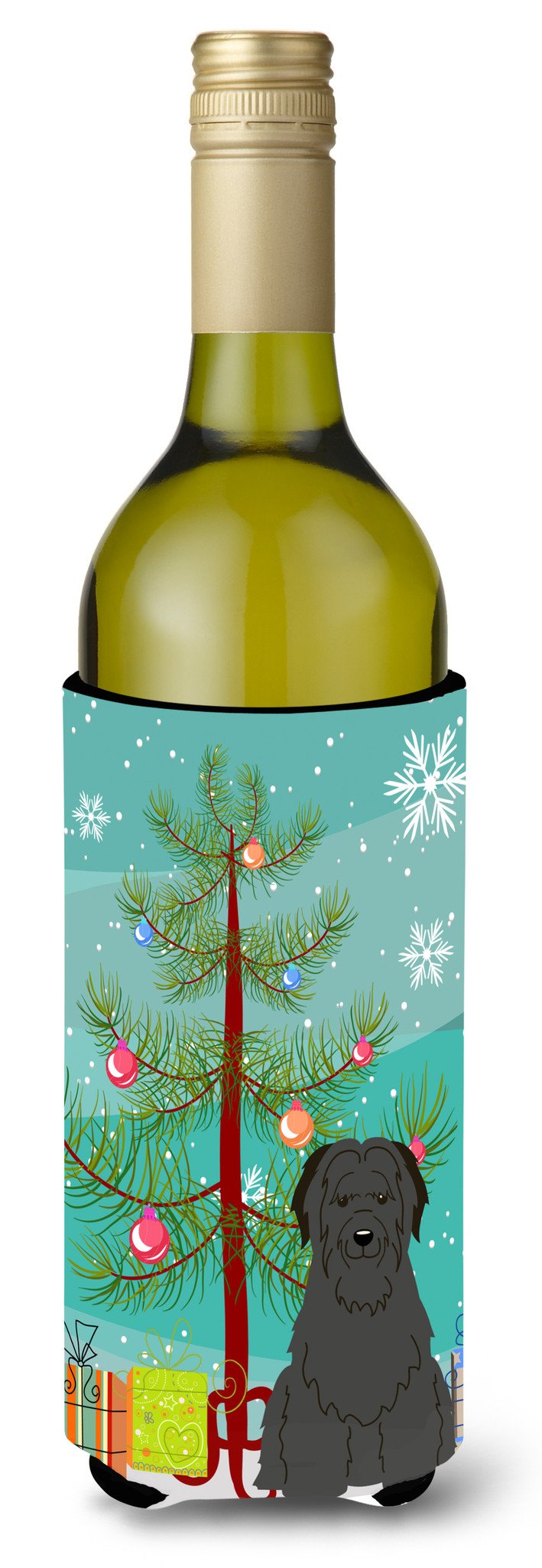 Merry Christmas Tree Briard Black Wine Bottle Beverge Insulator Hugger BB4206LITERK by Caroline&#39;s Treasures