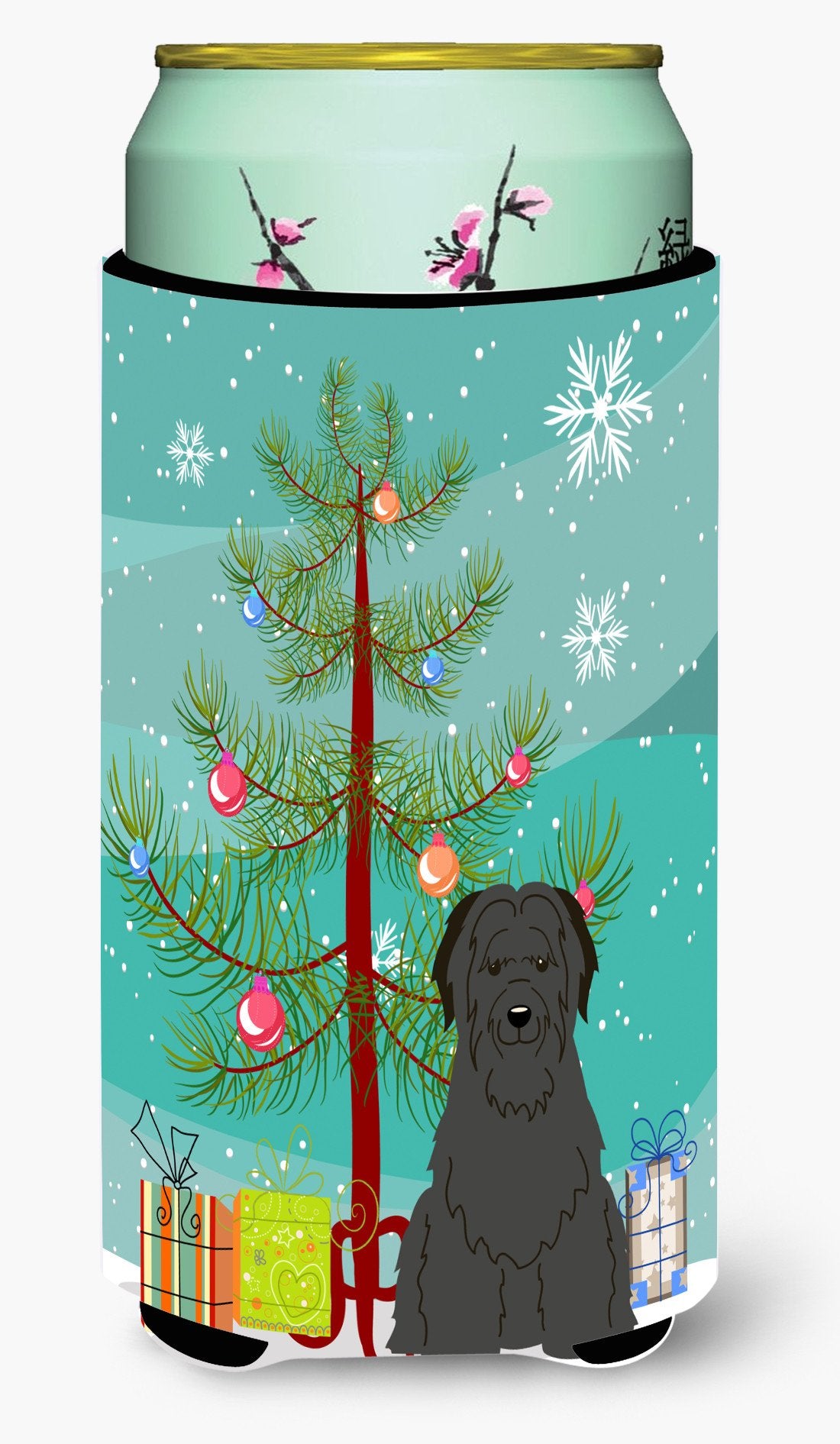 Merry Christmas Tree Briard Black Tall Boy Beverage Insulator Hugger BB4206TBC by Caroline&#39;s Treasures