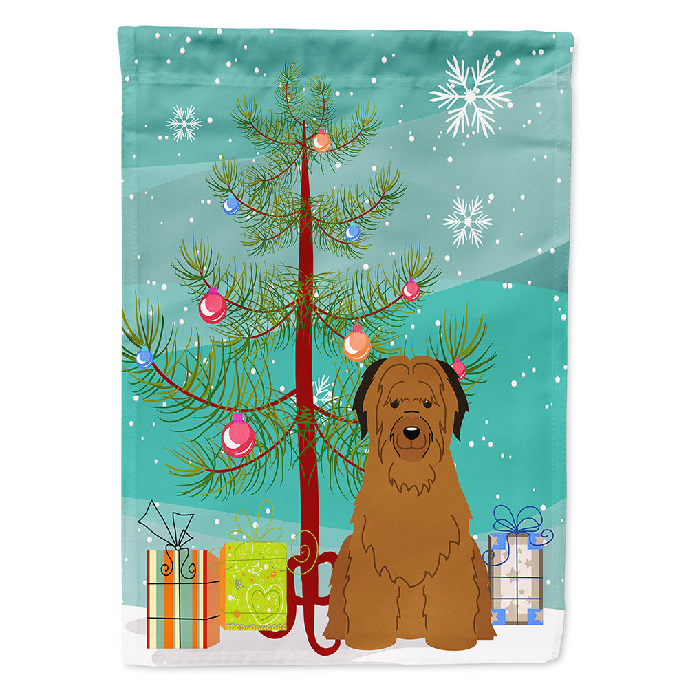 Merry Christmas Tree Briard Brown Flag Canvas House Size BB4207CHF