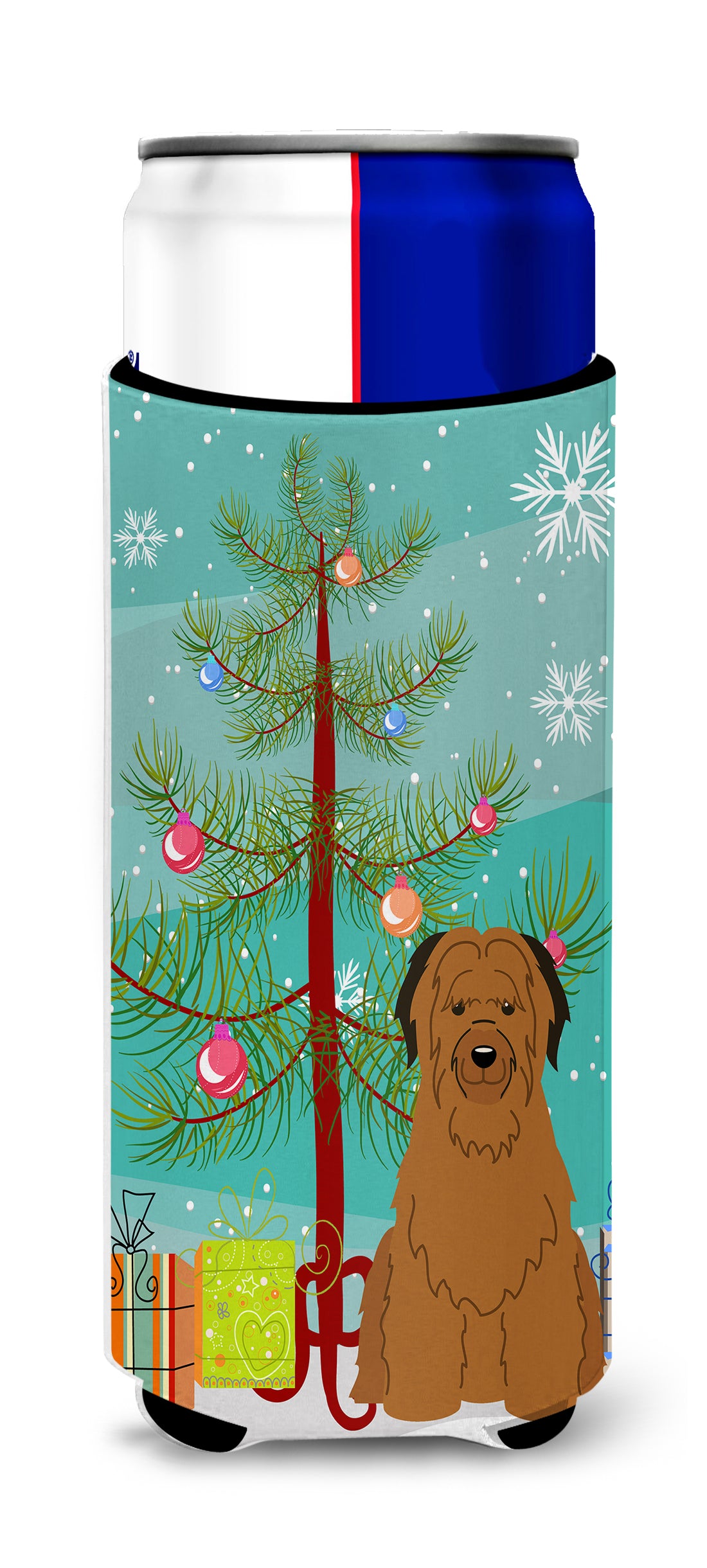 Merry Christmas Tree Briard Brown  Ultra Hugger for slim cans BB4207MUK