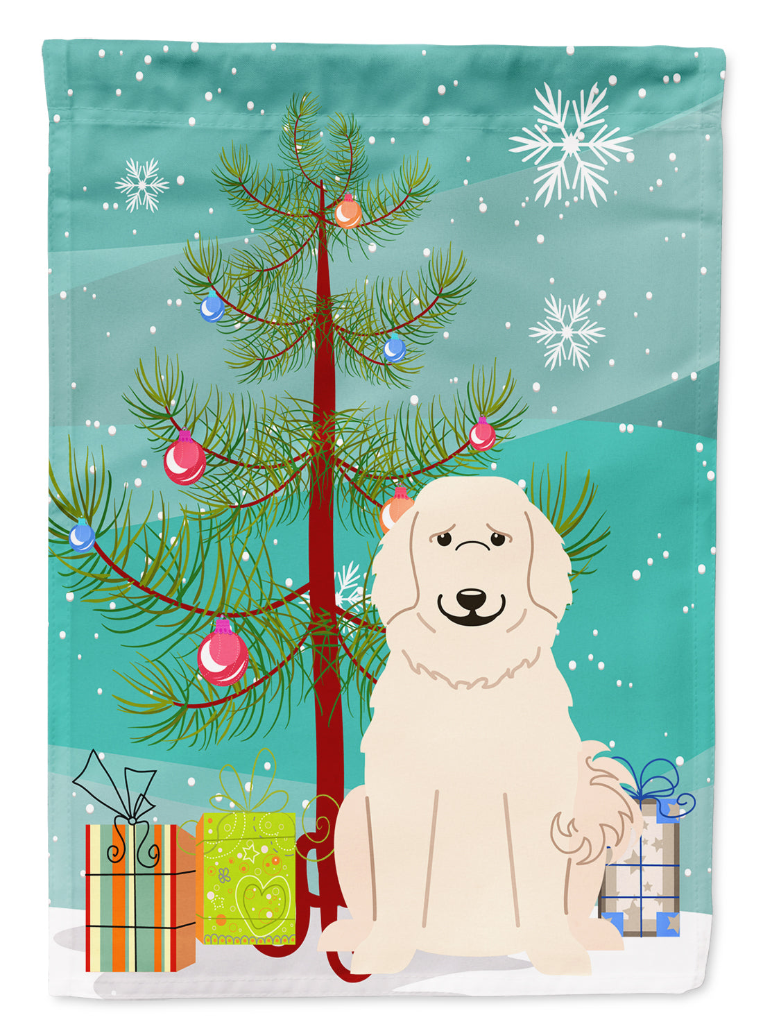 Merry Christmas Tree Great Pyrenese Flag Canvas House Size BB4208CHF  the-store.com.