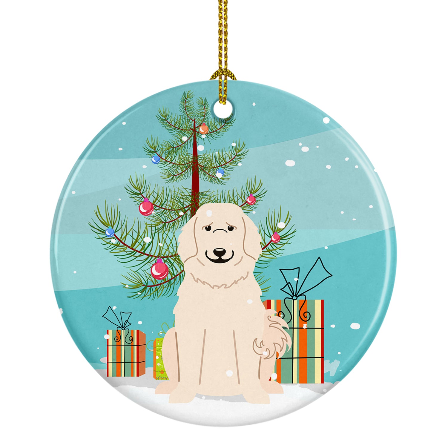 Merry Christmas Tree Great Pyrenese Ceramic Ornament BB4208CO1 - the-store.com