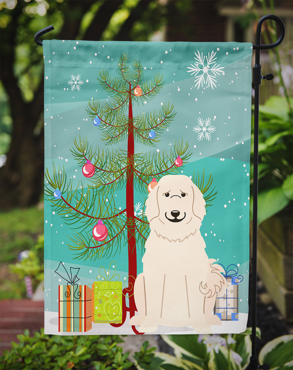 Merry Christmas Tree Great Pyrenese Flag Garden Size BB4208GF