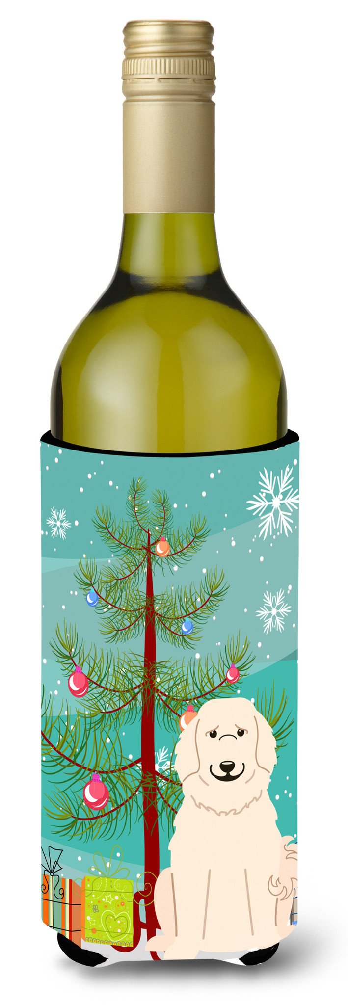 Merry Christmas Tree Great Pyrenese Wine Bottle Beverge Insulator Hugger BB4208LITERK by Caroline&#39;s Treasures