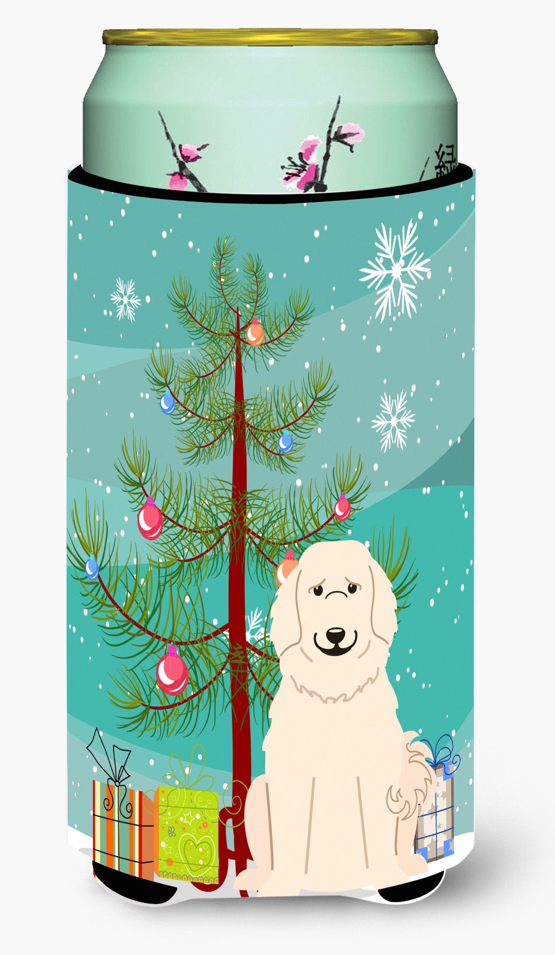 Merry Christmas Tree Great Pyrenese Tall Boy Beverage Insulator Hugger BB4208TBC by Caroline&#39;s Treasures