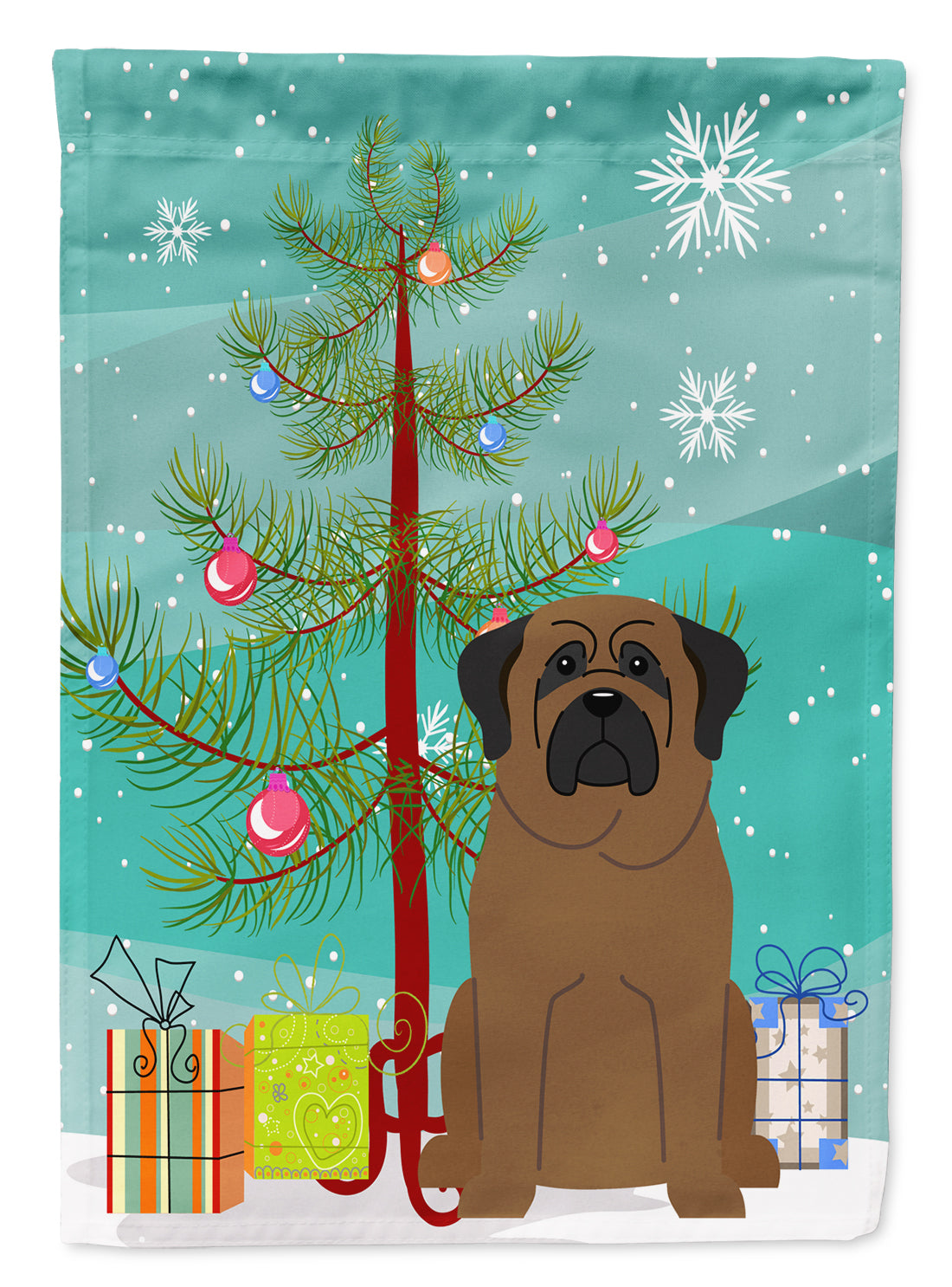 Merry Christmas Tree Bullmastiff Flag Canvas House Size BB4209CHF  the-store.com.