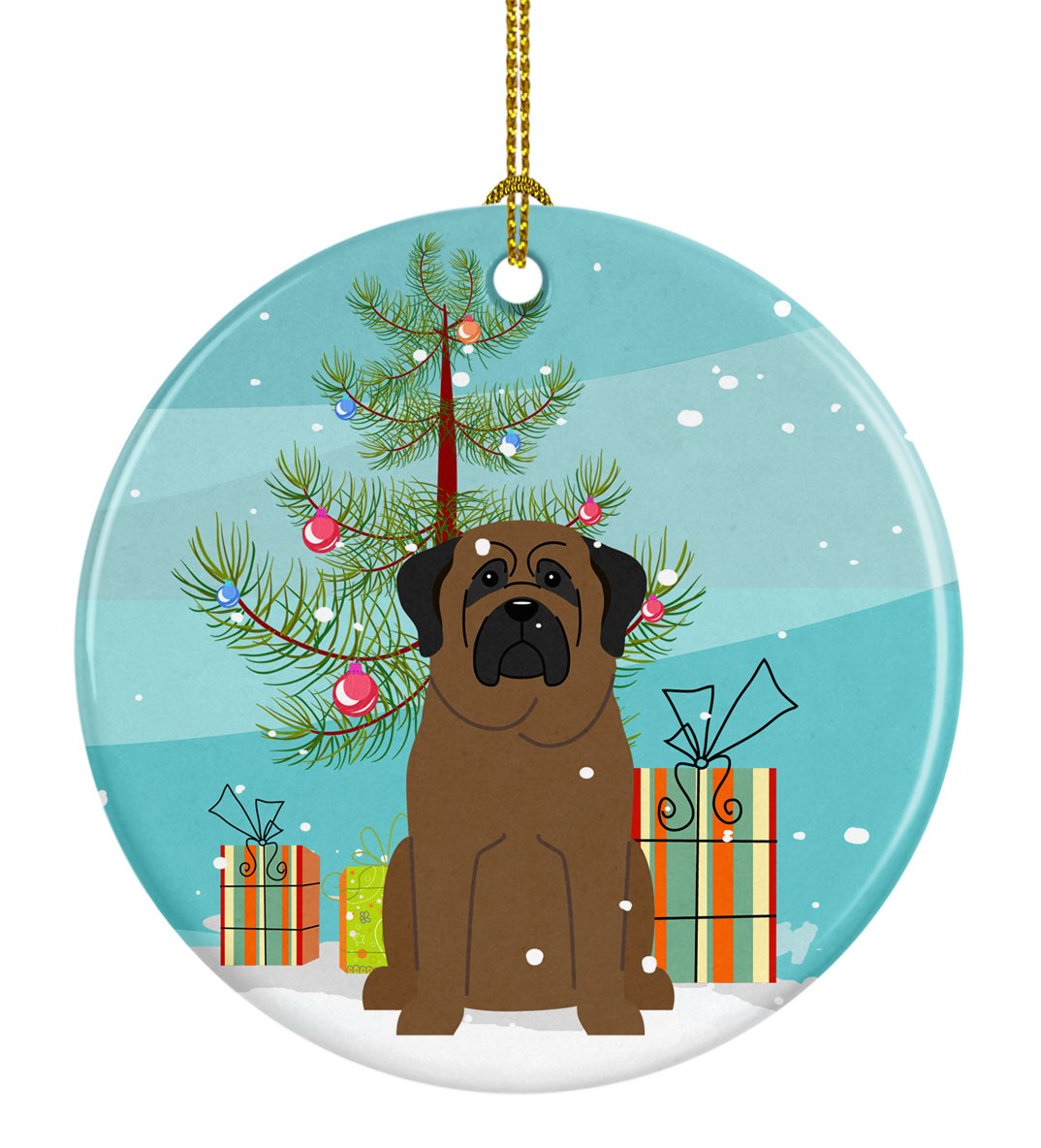Merry Christmas Tree Bullmastiff Ceramic Ornament BB4209CO1 by Caroline&#39;s Treasures
