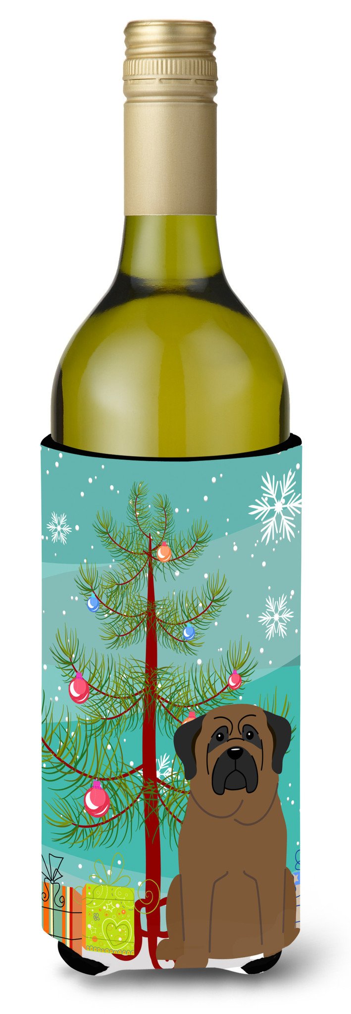 Merry Christmas Tree Bullmastiff Wine Bottle Beverge Insulator Hugger BB4209LITERK by Caroline&#39;s Treasures