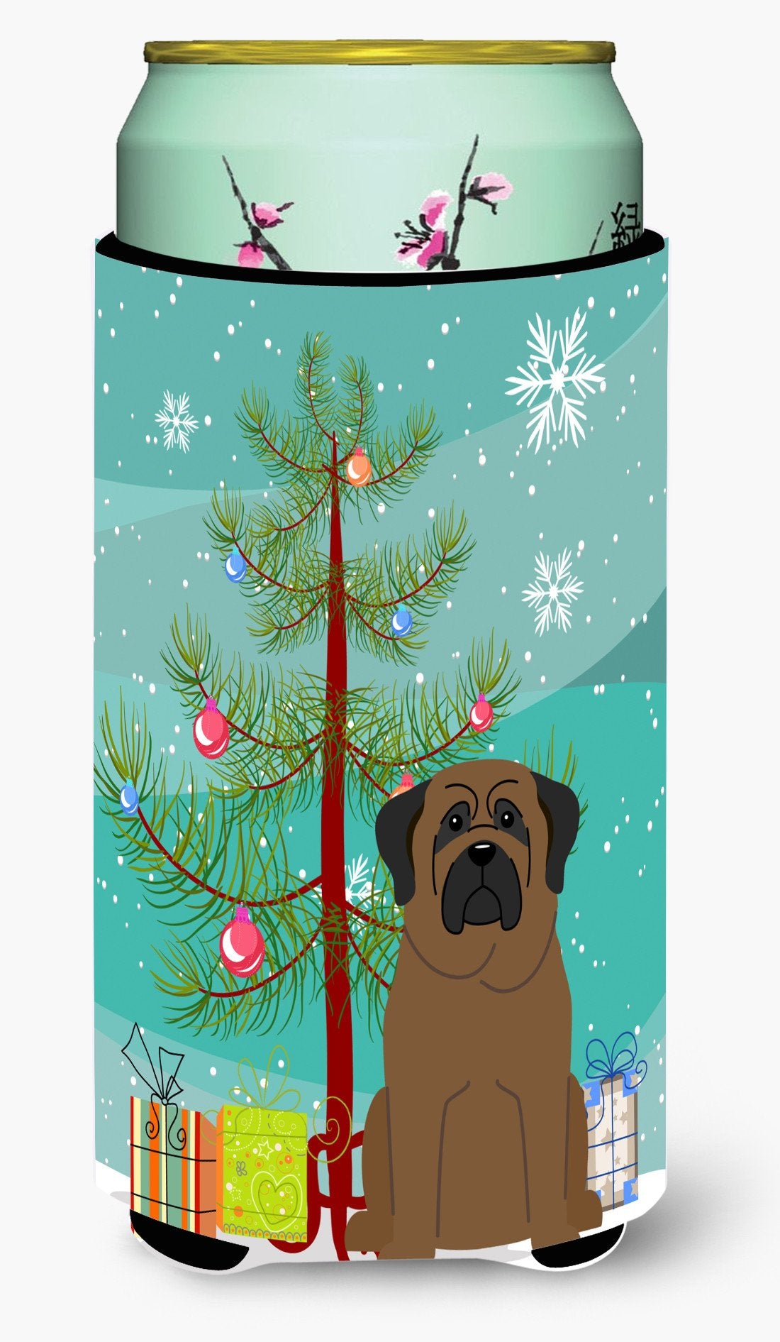 Merry Christmas Tree Bullmastiff Tall Boy Beverage Insulator Hugger BB4209TBC by Caroline&#39;s Treasures