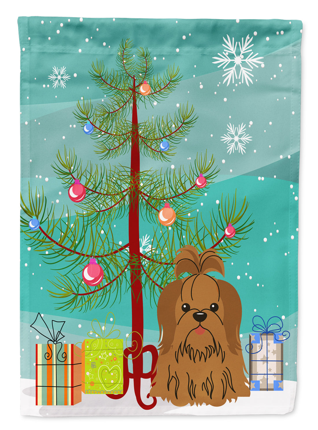 Merry Christmas Tree Shih Tzu Silver Chocolate Flag Garden Size BB4211GF