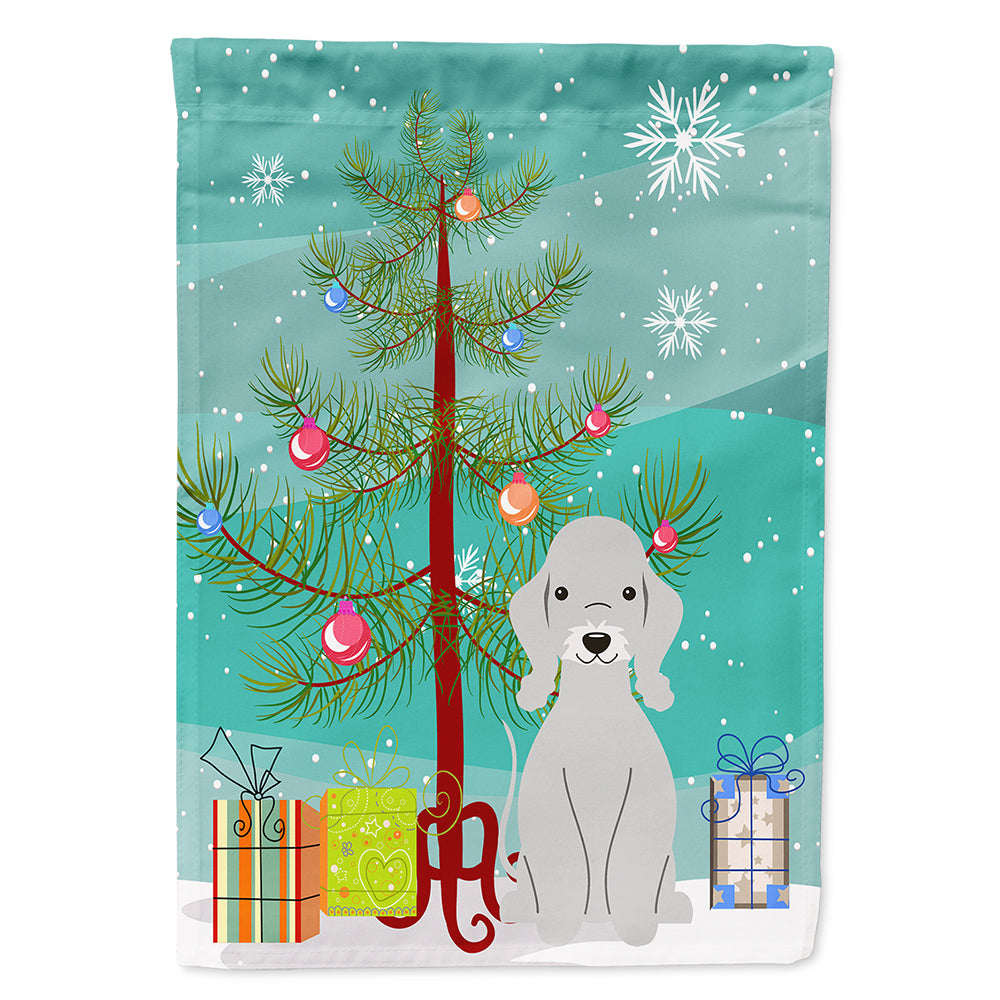 Merry Christmas Tree Bedlington Terrier Blue Flag Canvas House Size BB4215CHF  the-store.com.