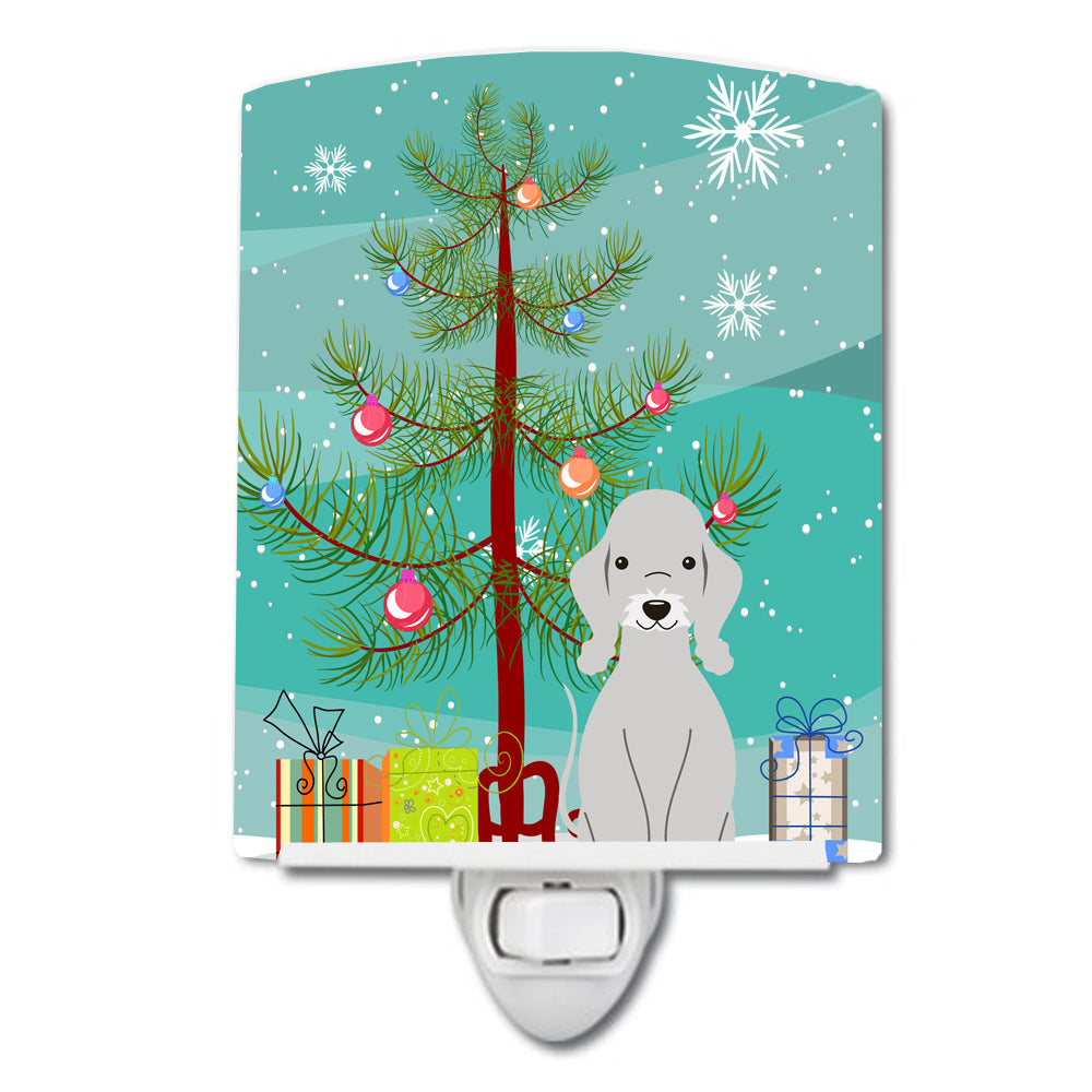 Merry Christmas Tree Bedlington Terrier Blue Ceramic Night Light BB4215CNL - the-store.com