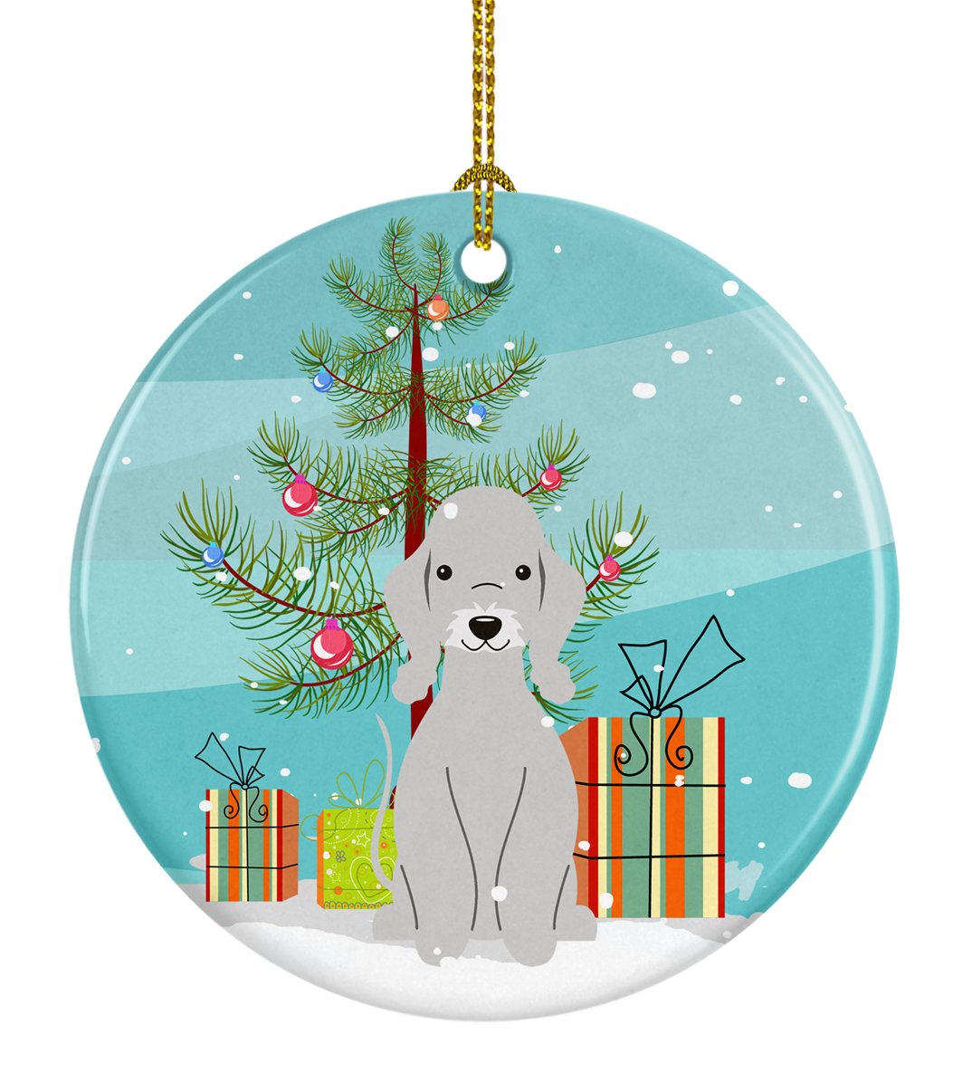 Merry Christmas Tree Bedlington Terrier Blue Ceramic Ornament BB4215CO1 by Caroline&#39;s Treasures