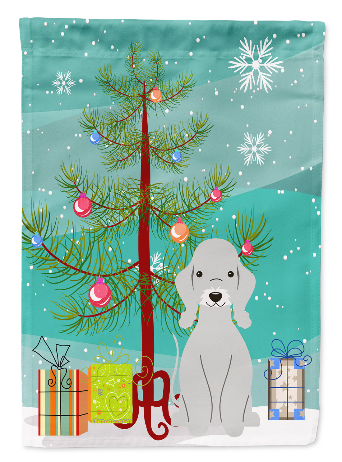 Joyeux Noël Sapin Bedlington Terrier Drapeau Bleu Jardin Taille BB4215GF