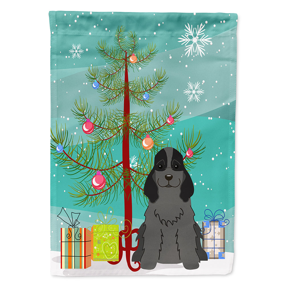 Merry Christmas Tree Cocker Spaniel Black Flag Canvas House Size BB4217CHF